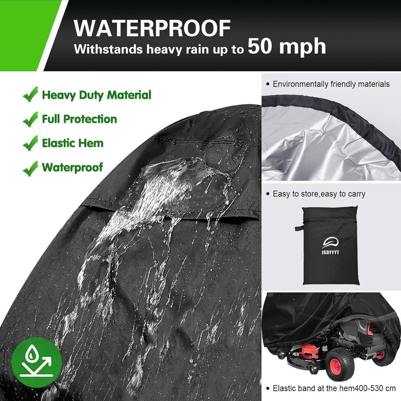 JSDYYYT 420D Riding Lawn Mower Cover Compatible with 42" 46" 48" 54" & up to 54" Deck, Waterproof Heavy Duty Durable (420D-polyester oxford) - Image 4